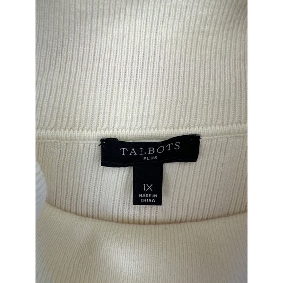 Talbots Ribbed Turtleneck Sweater Cream Rainbow Stripe Plus Size 1X Pullover - Picture 3 of 8